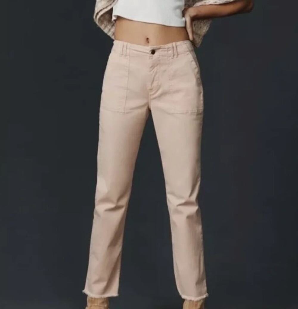 Anthropologie x Pilcro Utility Slim Straight Pants, Blush Pink, Size 26
